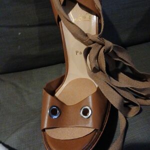 Christian Louboutin Brown Sandals with Strappy Design